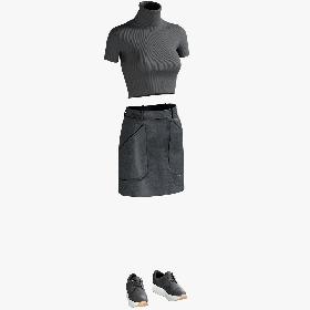 3D Women's Skirt with TShirt and Sneakers 1